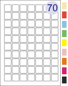 70 Up on A4 Sheet 25x25