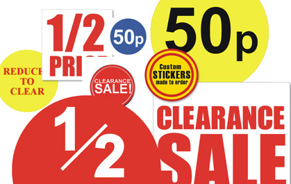 Sticky Labels REDUCED Bright Red SALE Tags CLEARANCE Price Point Stickers 